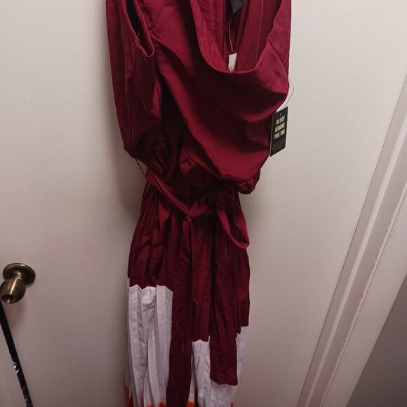 Ashley Stewart  size 30/32 color block jumpsuit red orange and white - Picture 4 of 11